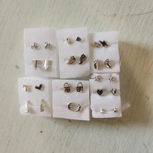 Silver and Gold Tone Stud Earring Set